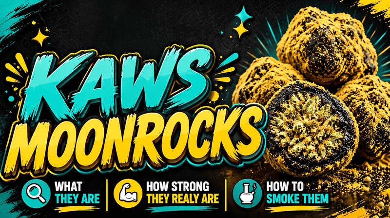 KAWS Moonrocks cannabis product coated in kief with high-potency THC concentrate and flower blend
